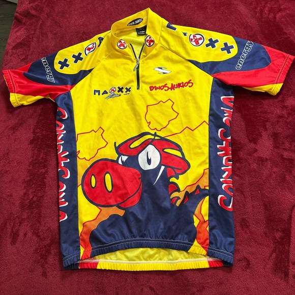 Suarez Other - Suarez Dinos-Aurios Cycling Jersey Mens Small‎ Yellow Maxxx Energy Quarter Zip